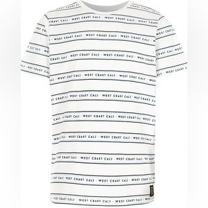 River Island Boys White 'West Coast' Stripe Print T-Shirt